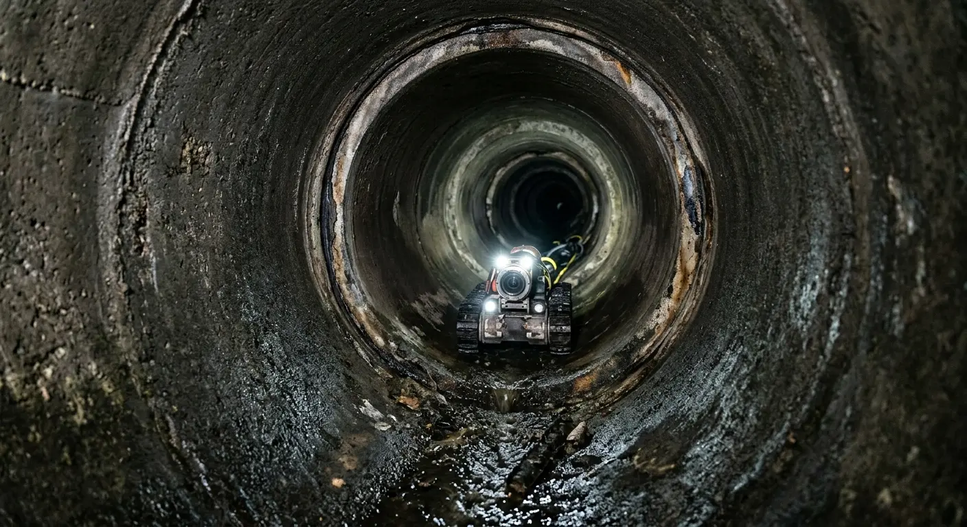 Robotic sewer camera inspecting pipe interior for Drain Snake Service in Lockhart